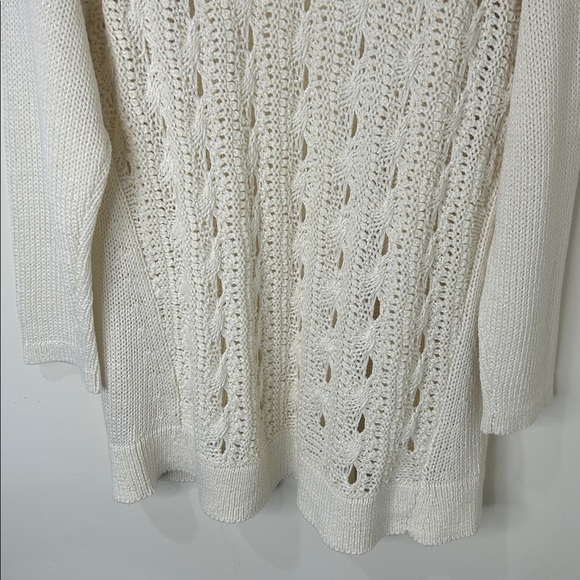 J. JILL Cream Open Knit Long Cardigan Size XL Petite - Picture 11 of 15